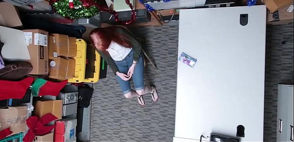  Nasty Mall Cop Takes Advantage of Sexy Redhead Thief in Private - Krystal Orchid